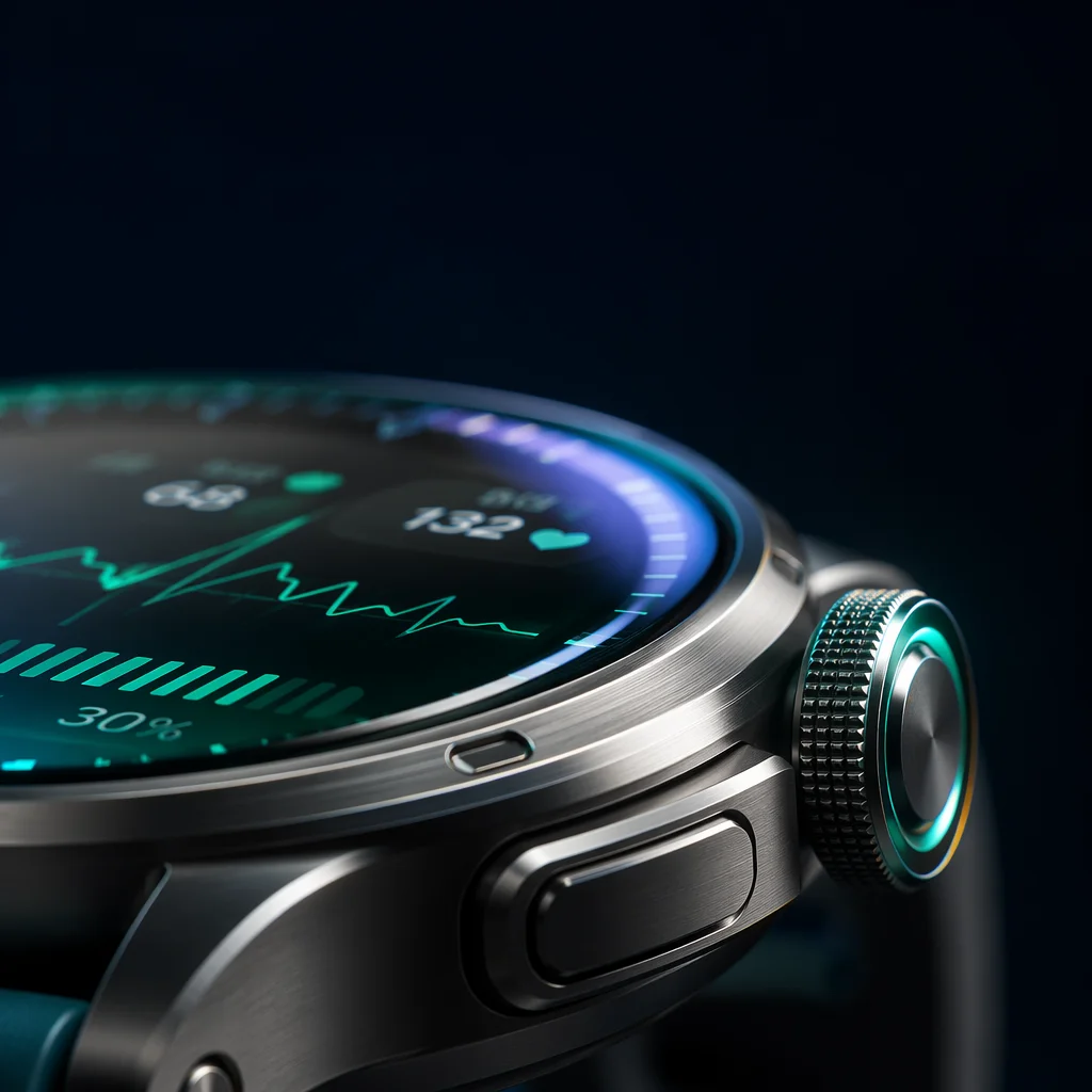 WHALETECH premium titanium smartwatch extreme close-up